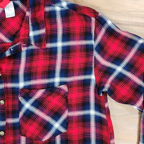 🧚♂️H&M Divided Red & Blue Plaid Long Sleeved Tunic Top Size 10 - Picture 5 of 13